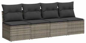 Set divano da giardino 10 pz con cuscini grigio in polyrattan