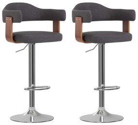 Sgabelli Da Bar 2 Pz Grigio Scuro İn Tessuto E Legno Curvo /