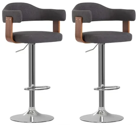 Sgabelli Da Bar 2 Pz Grigio Scuro İn Tessuto E Legno Curvo /