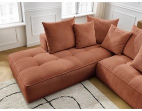 Divano angolare color terracotta (penisola a destra/a L) con rivestimento in ciniglia Whesley – Bobochic Paris