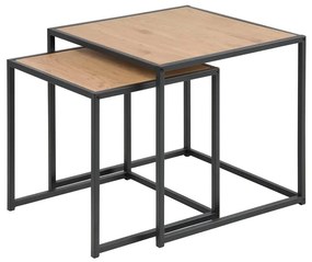 Set di tavolini da caffè SARON 2 pz quercia/nero