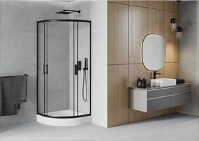Mexen Rio cabina doccia semicircolare 70 x 70 cm, trasparente, nero + piatto doccia, bianco - 863-070-070-70-00-4710