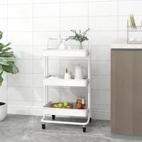 Carrello da Cucina 3 Ripiani Bianco 42x35x85 cm Ferro e ABS 336336