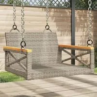 Panchina a Dondolo Grigia 63x62x40 cm in Polyrattan 368171