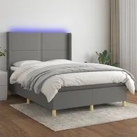 Letto a Molle Materasso e LED Grigio Scuro 140x200cm in Tessutocod mxl 75364