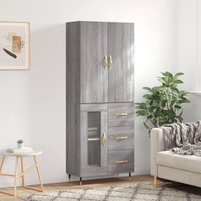 Credenza Grigio Sonoma 69,5x34x180 cm in Legno Multistrato