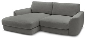 Divano angolare grigio scuro (con penisola a sinistra/con chaise lounge) con rivestimento in bouclé Leonore – Bobochic Paris