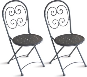 Sedia Pieghevole da Giardino 41x55x91 cm in Ferro Orta Grigio Antracite...