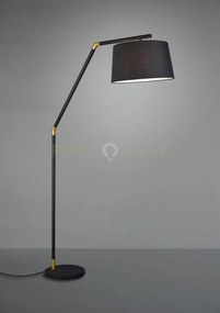 Lampade da terra tracy metallo nero con inserti oro e paralume nero...