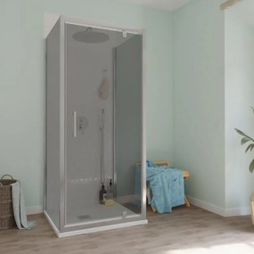 Box doccia con ingresso frontale L 90 x H 190 cm, in vetro trasparente profilo grigio cromato Bilbao