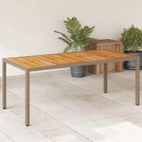Tavolo da giardino beige 190x90x75cm polyrattan legno di acacia