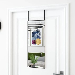 Specchio da Porta Nero 30x80 cm in Vetro e Alluminio