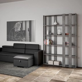 Libreria Kato Small: Eleganza Versatile per Ambienti Compatti, Libreria E / Cemento