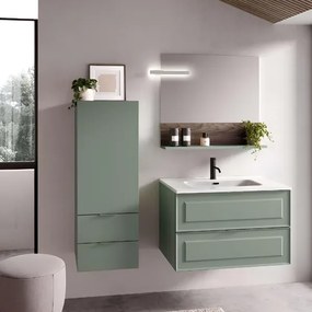 Mobile bagno sospeso 80 cm con lavabo e 2 cassetti RHEA Salvia Opaco