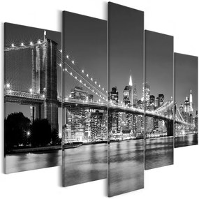 Quadro Dream about New York (5 Parts) Wide  Colore bianco e nero, Dimensioni e Misure 225x100