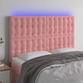 Testiera A Led Rosa 144x5x118/128 Cm İn Velluto /