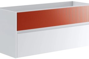 Mobile da bagno sotto lavabo Niwa bianco frontale in vetro paprika laccato opaco L 119.5 x H 50 x P 45.5 cm 2 cassetti, lavabo non incluso