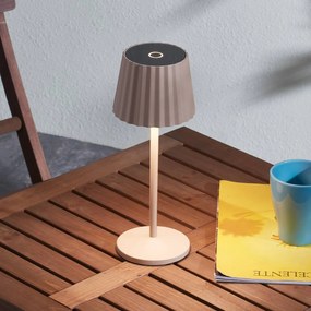 Lindby lampada da tavolo LED a batteria Esali, beige, metallo, IP54