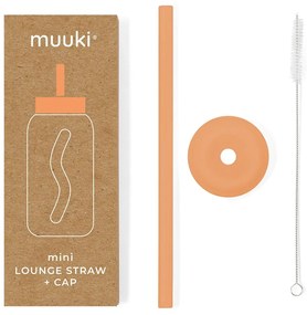 Cannuccia in silicone con scopino per pulizia e tappo inclusi Tropical Papaya Mini – Muuki