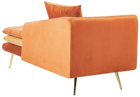 Chaise longue sinistra velluto arancione GONESSE Beliani