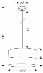 Lampada a sospensione nera con paralume in tessuto ø 30 cm Porto - Candellux Lighting