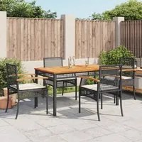 Set da Pranzo da Giardino 5 pz Nero con Cuscini in Polyrattancod mxl 89392