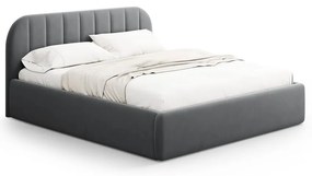 Letto matrimoniale imbottito grigio con contenitore con rete inclusa 140x200 cm Juno – Windsor & Co Sofas