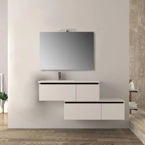 Mobile bagno sfalsato 140 cm sospeso bianco lucido Mod. Slide