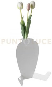 Vaso portafiore decorativo statuino bianco marmo in ferro, vetro pe...