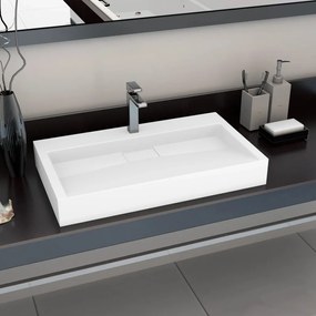 Lavandino 80x46x11 Cm Blocco İn Marmo/minerale Bianco /