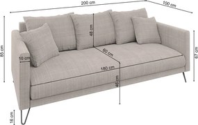 Divano marrone chiaro con rivestimento in ciniglia 200 cm Freya – Ropez