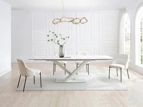 Tavolo da pranzo allun. 6-10px Vetro  Ceramica Metallo Effetto marmo Bianco - MALENA della Maison Céphy