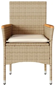 Sedie da giardino con cuscini 2 pz beige in polyrattan