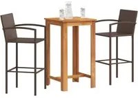 Set Bar da Giardino 3 pz Marrone in Legno Acacia e Polyrattan 3295272