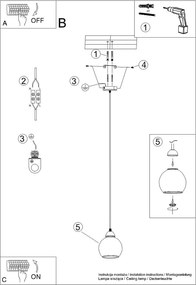 Apparecchio a sospensione nero ø 15 cm Grande - Sollux