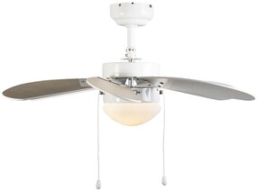 Ventilatore da soffitto bianco con stampa legno 80 cm con interruttore a catena - Fresh