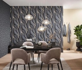 Carta da parati grand Lava nero, 106 cm x 10 m
