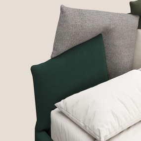 Rebus letto imbottito dal design moderno con piedi trasparenti in plexiglass verde