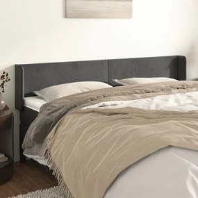 Testiera Ad Orecchio Grigio Scuro 183x16x78/88 Cm İn Velluto /