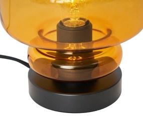 Lampada da tavolo retrò nera con vetro arancione - Denise