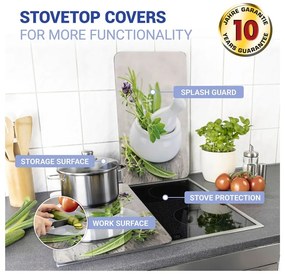 Set di 2 copri stufe in vetro Herbal, 52 x 30 cm Herb Garden - Wenko