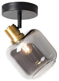 Faretto da soffitto di design nero con oro e vetro fumé - Zuzanna