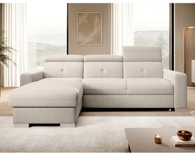 Divano angolare beige allungabile/con contenitore (con penisola a sinistra/con chaise lounge) Fresia – ELTAP