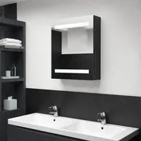 Armadietto Bagno con Specchio e LED Nero 50x14x60 cm cod 10199