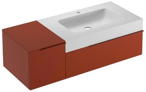 Mobile sottolavabo e lavabo Ginevra rosso siena L 120 x H 36 x P 51 cm