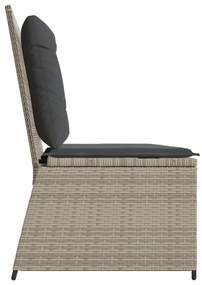 Panca reclinabile giardino con cuscini grigio chiaro polyrattan