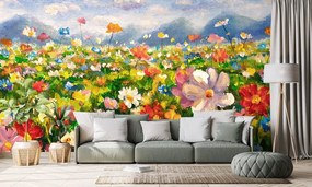 Carta da parati – Dipinto a olio fiori selvatici