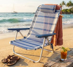 spiaggina mare prendisole in alluminio con braccioli cm 65 x 67 x 83 h