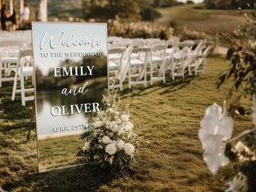 Adesivo personalizzato per specchio S50 – Welcome to the wedding of...