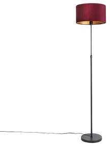 Lampada da terra nera con paralume in velluto rosso e oro 35 cm - Parte